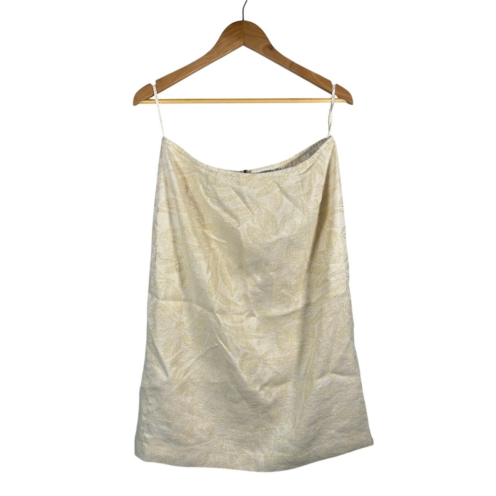 Le Suit Gold Metallic Linen Blend Pencil Skirt Suit Skirt Size 12‎